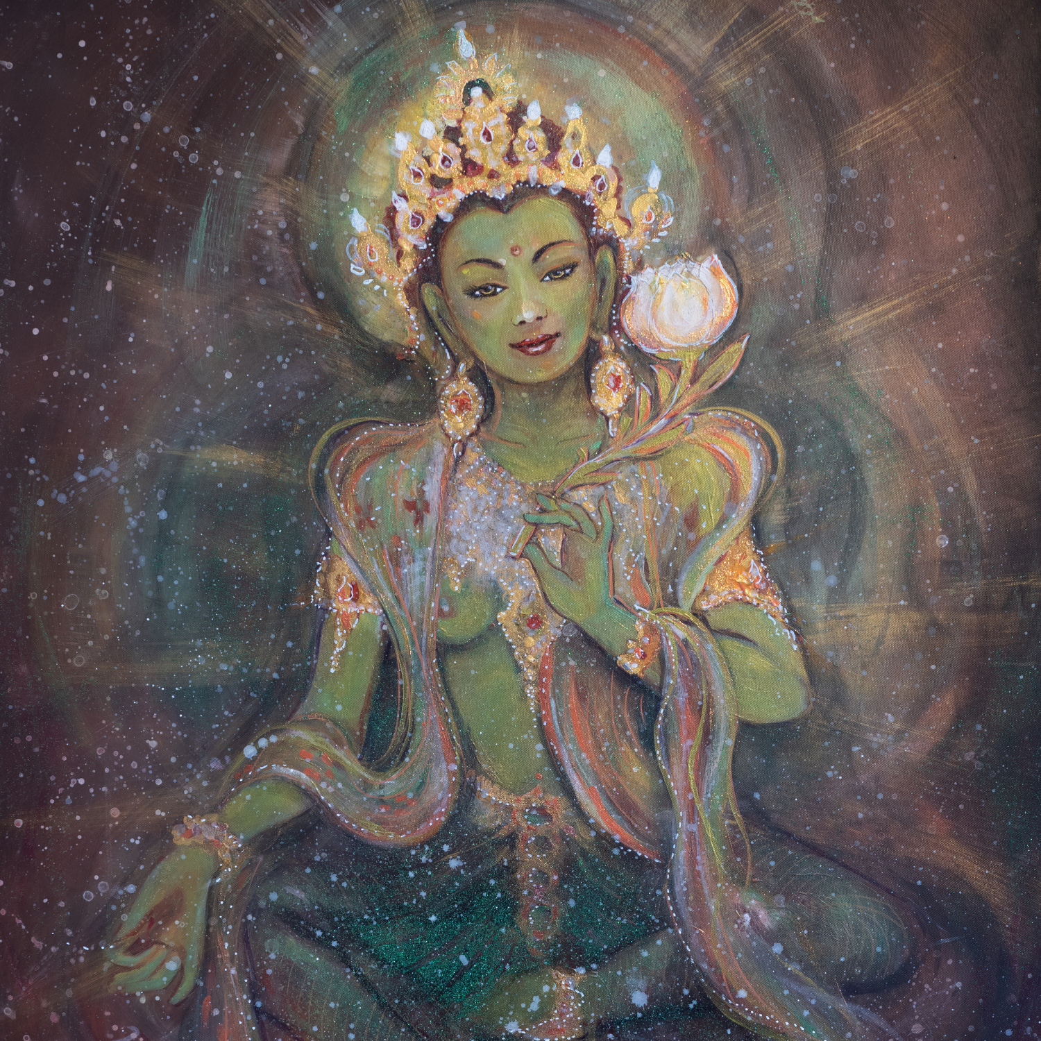 Green Tara painting by Christine Schnöll (1) Green Tara painting by Christine Schnöll